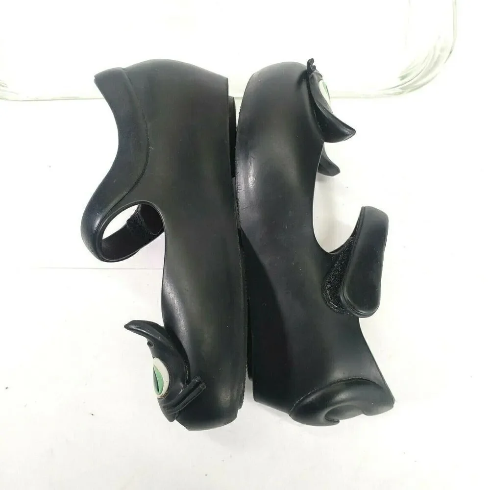 Mini Melissa girls size 7 black‎ cat ultragirl mary jane peep toe hook and loop